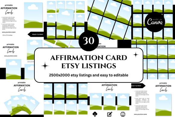 30 Affirmation Card Etsy Listing Mockup: A Designer's Toolkit