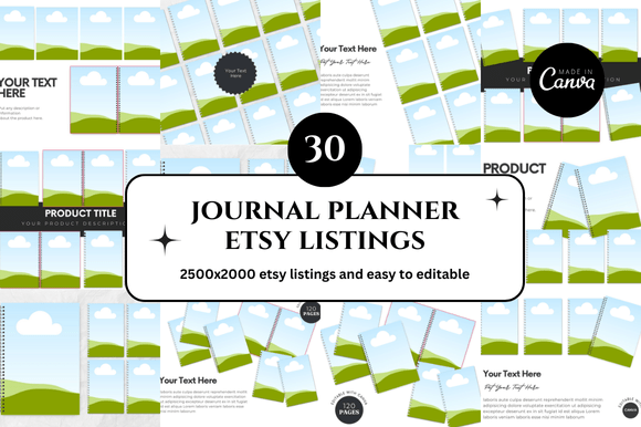 30 Planner Journal Etsy Listings Mockup: Professional Design Asset