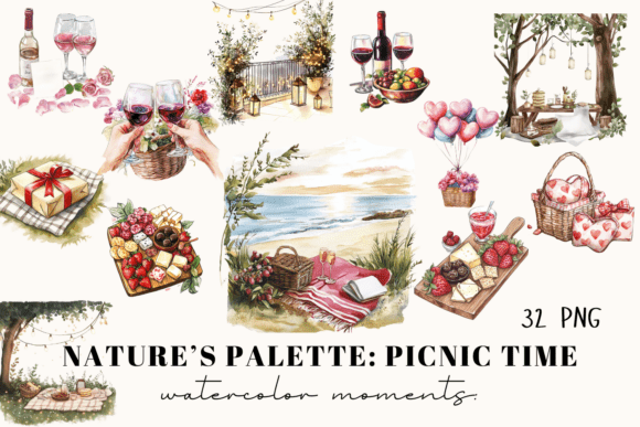 32 Watercolor Picnic Elements – Blanket: A Designer's Guide to Charming Visuals