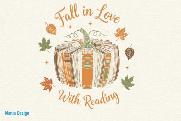 Autumnal Charm: The Fall in Love Reading Book Pumpkin PNG