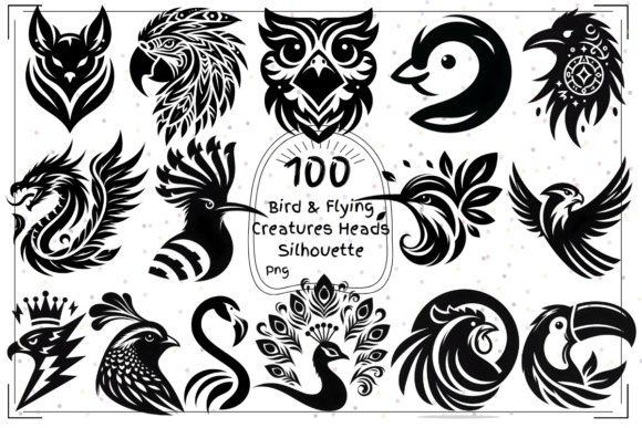 Bird & Winged Creature Head Silhouettes: Elevate Your Designs