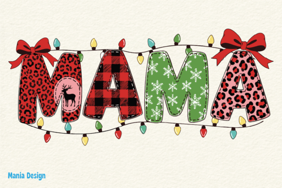 Coquette Christmas Mama PNG: Festive Design Asset