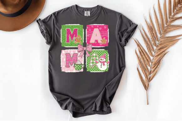 Cozy Mama Christmas Blocks PNG: Festive Design Asset