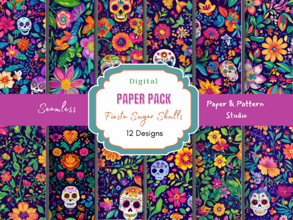 Fiesta Sugar Skulls Seamless Pattern for Creative Design