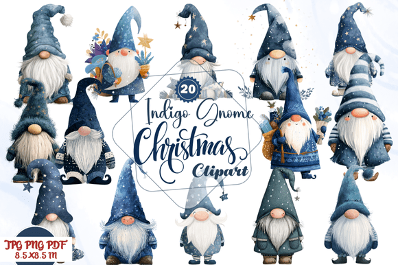 Indigo Gnome Christmas Clipart: Elevate Your Holiday Designs