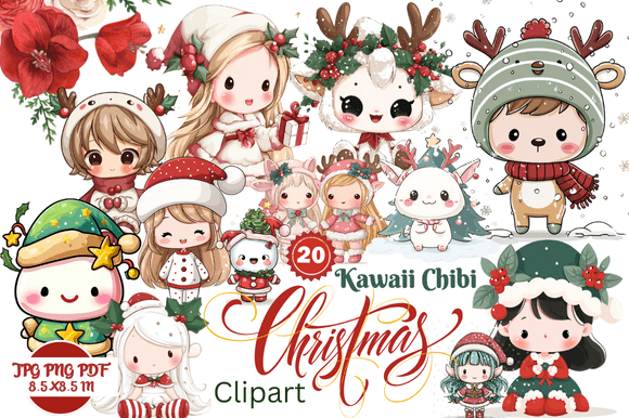 Kawaii Chibi Christmas Clipart: Elevating Festive Design
