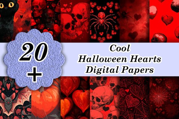 Vermilion Cool Halloween Hearts Paper: Design Inspiration
