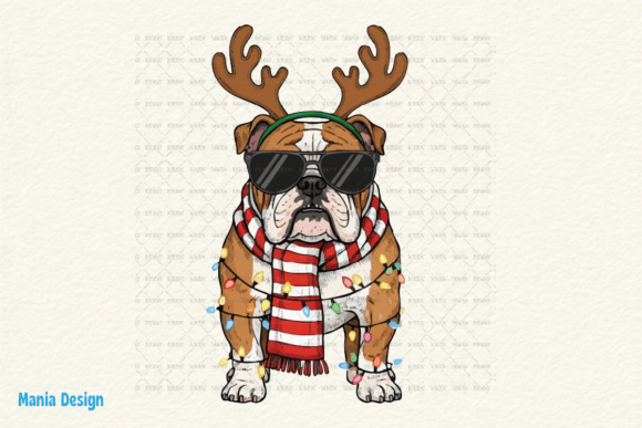 Vintage Christmas Bulldog Reindeer PNG: A Festive Design Asset
